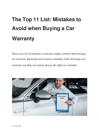 The Top 11 List_ Mistakes to Avoid when Buying a Car Warranty