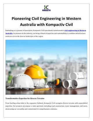 Pioneering Civil Engineering in Western Australia with Kompactiv Civil