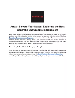 Artuz - Elevate Your Space_ Exploring the Best Wardrobe Showrooms in Bangalore