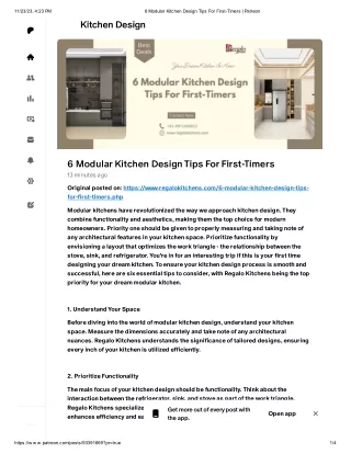 6 Modular Kitchen Design Tips For First-Timers