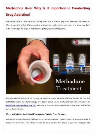 Methadone Uses Why Is It Important in Combatting Drug Addiction