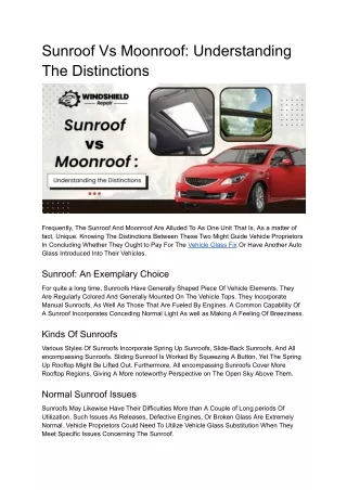 Sunroof Vs Moonroof_ Understanding The Distinctions