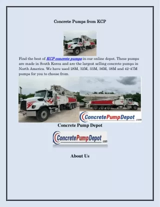 KCP Concrete Pumps, concretepumpdepot