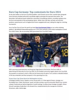 Euro Cup Germany Top contestants for Euro 2024