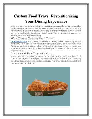 Custom Food Trays_ Revolutionizing Your Dining Experience