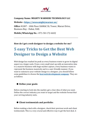 5 easy Tricks to Get the Best Web Designer to Design a Website