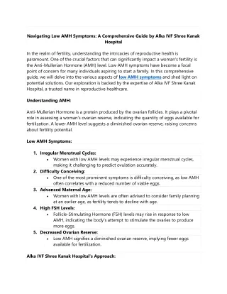 Low AMH Symptoms