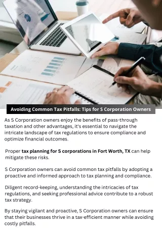 Avoiding Common Tax Pitfalls: Tips for S Corporation Owners