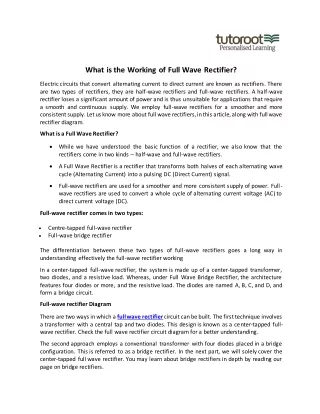 What is the Working of Full Wave Rectifier?