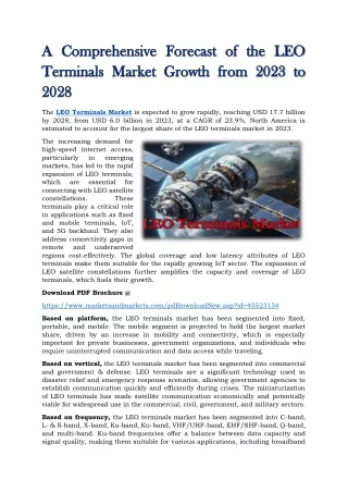 A Comprehensive Forecast of the LEO Terminals Market Growth from 2023 to 2028