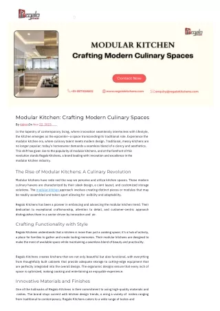 Modular Kitchen Crafting Modern Culinary Spaces