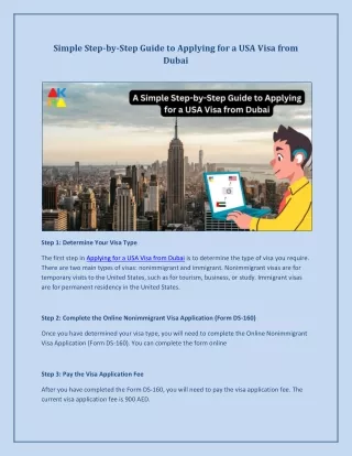A Simple Step-by-Step Guide to Applying for a USA Visa from Dubai