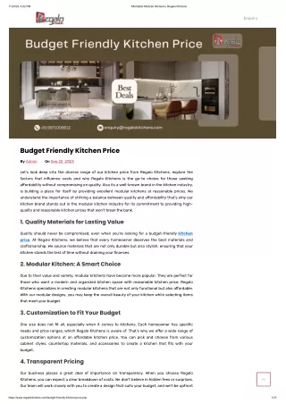 Budget Friendly Kitchen Price