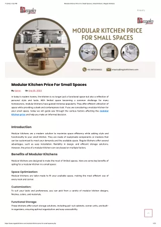 Modular Kitchen Price For Small Spaces