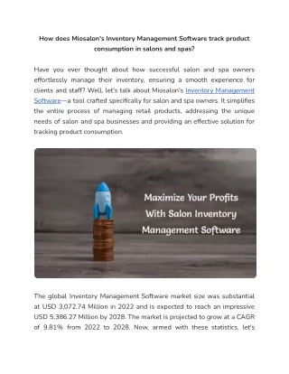 How does Miosalon's Inventory Management Software help to track product consumption in salons and spas_