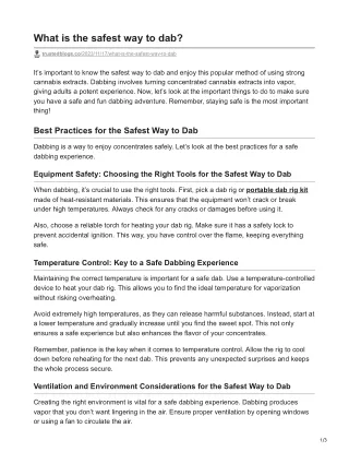 What is the safest way to dab?