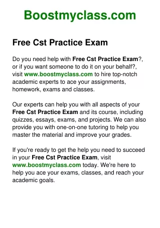 Free Cst Practice Exam