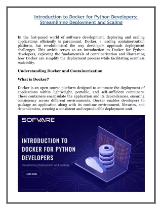 Introduction to Docker for Python Developers - Streamlining Deployment and Scaling