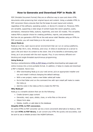 How to Generate and Download PDF in Node JS