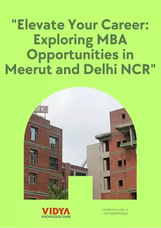 Elevate Your Career Exploring MBA Opportunities in Meerut and Delhi NCR