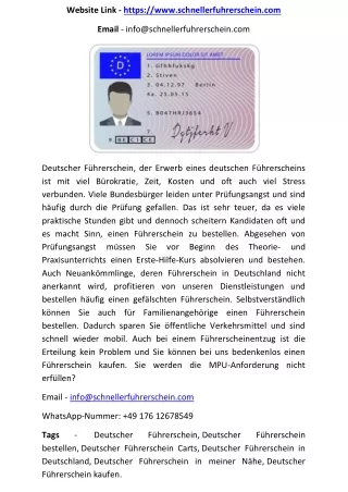 Kaufen Sie einen deutschen Führerschein I Website - https://www.schnellerfuhrers