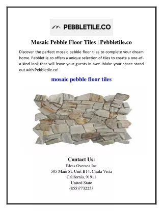 Mosaic Pebble Floor Tiles | Pebbletile.co