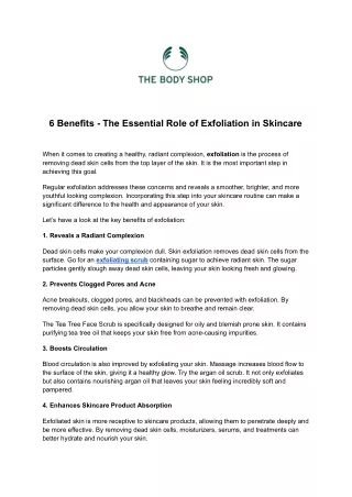 6 Benefits - The Essential Role of Exfoliation in Skincare