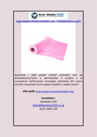 Fogli piegati centrali antistatici rosa Antistaticesd.co.uk it