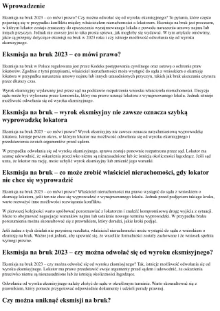 Eksmisja na bruk 2023 – czy można odwołać się od wyroku eksmisyjnego?