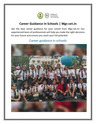 Career Guidance In Schools  Wgs-cet.in