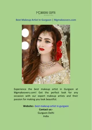 Best Makeup Artist In Gurgaon  Mgmakeovers.com