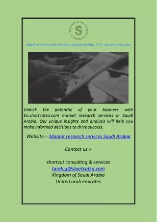 Market Research Services Saudi Arabia  En.shortcutsa.com