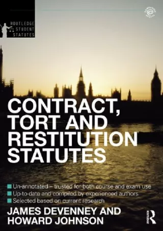 ⭐DOWNLOAD⭐/PDF  Contract, Tort and Restitution Statutes 2012-2013 (Routledge Stu