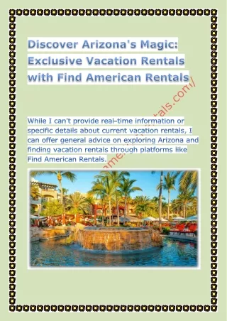 Discover Arizona's Magic Exclusive Vacation Rentals with Find American Rentals