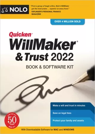 PDF/✔Read❤/⭐DOWNLOAD⭐  Quicken Willmaker & Trust 2022: Book & Software Kit (Nolo