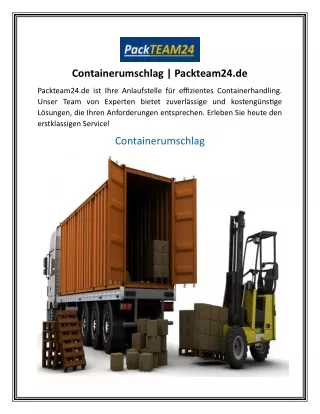 Containerumschlag  Packteam24.de