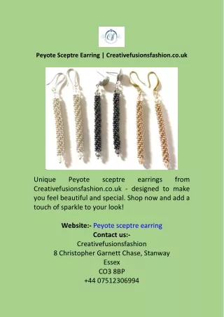 Peyote Sceptre Earring  Creativefusionsfashion.co.uk