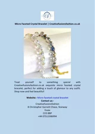 Micro Faceted Crystal Bracelet  Creativefusionsfashion.co.uk