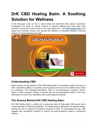 DrK CBD Healing Balm_ A Soothing Solution for Wellness