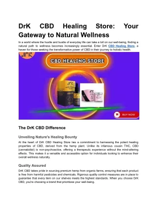 DrK CBD Healing Store_ Your Gateway to Natural Wellness