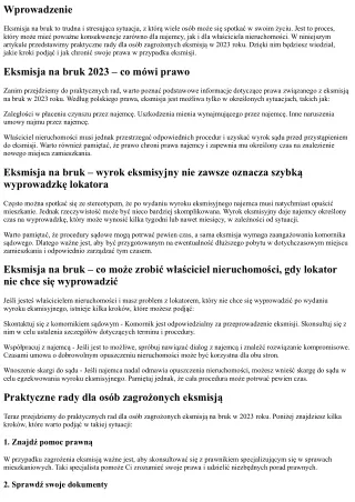Eksmisja na bruk 2023 – jakie są praktyczne rady dla osób zagrożonych eksmisją?