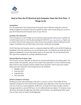 How to Pass the FE Electrical and Computer Exam the First Time - 5 Things to Do