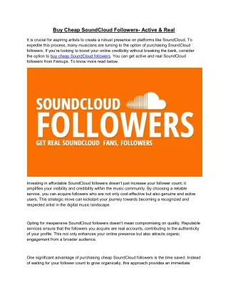 Buy Cheap SoundCloud Followers- Active & Real