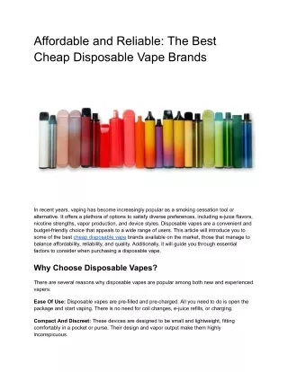 Affordable and Reliable_ The Best Cheap Disposable Vape Brands