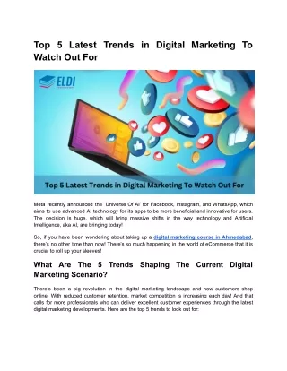 Top 5 Latest Trends in Digital Marketing To Watch Out For