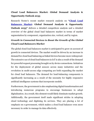Cloud Load Balancers Market: Global Demand Analysis & Opportunity Outlook 2035