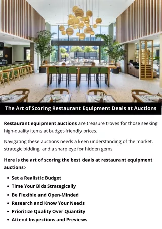 The Art of Scoring Restaurant Equipment Deals at Auctions