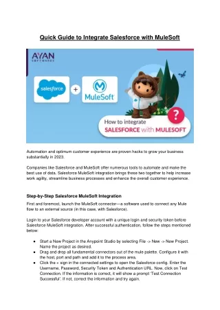 Quick Guide to Integrate Salesforce with MuleSoft