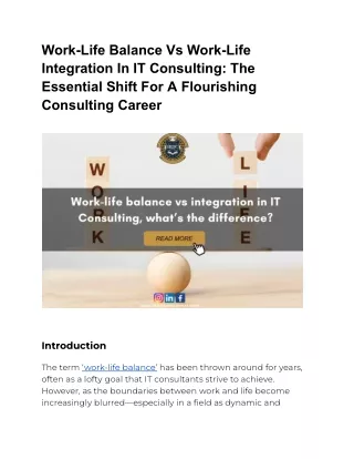 Work-Life Balance Vs Work-Life Integration In IT Consulting_ The Essential Shift For A Flourishing Consulting Career