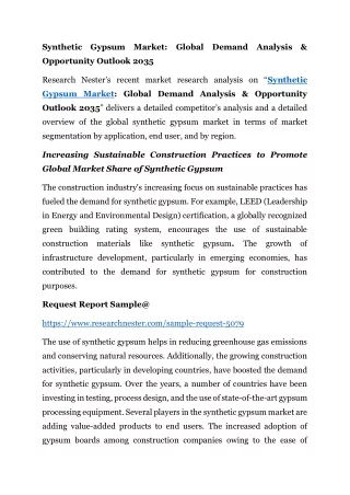 Synthetic Gypsum Market Global Demand Analysis & Opportunity Outlook 2035